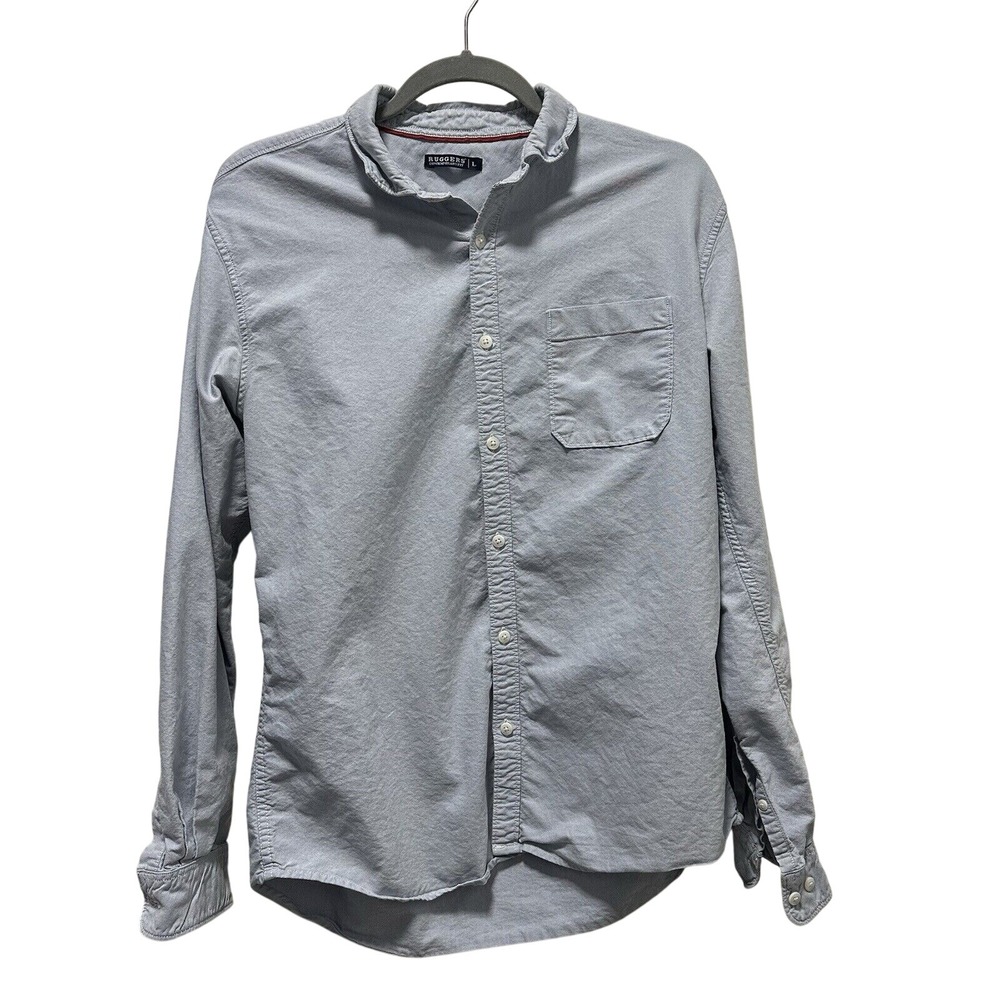 Ruggers Button Down Shirt Mens Large Light Blue Contemporary Fit Cotton Chambray